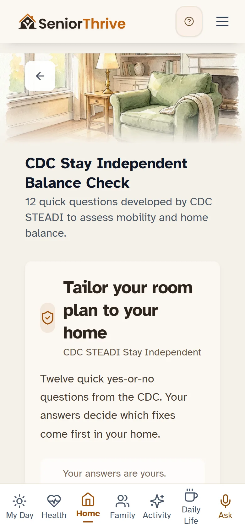 Stay Independent: the CDC STEADI program's 12-question fall risk checklist