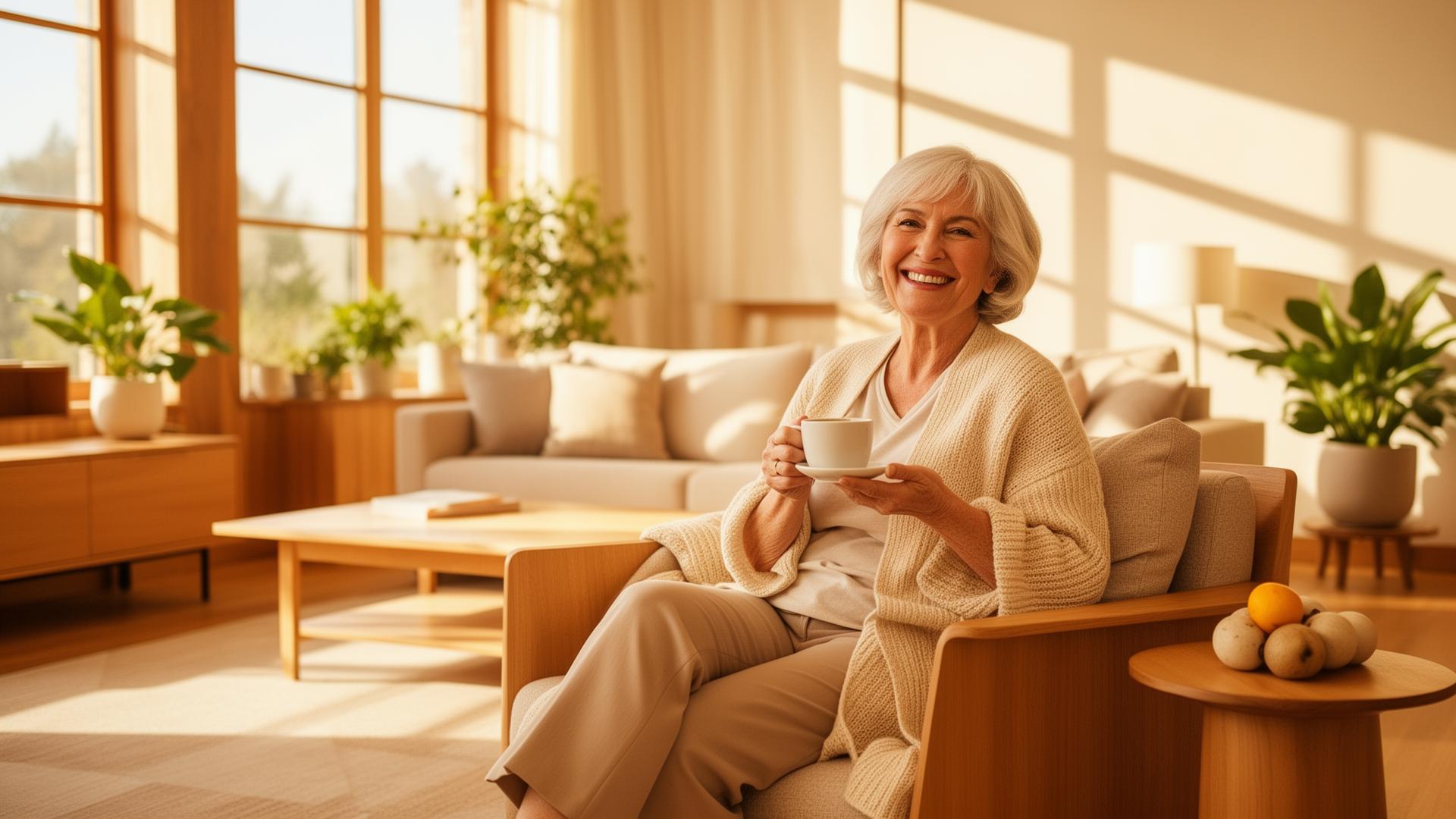 Older adult living confidently and independently at home
