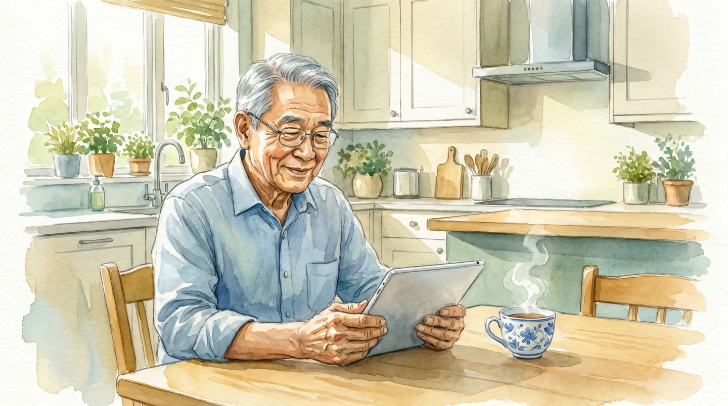 Confident older adult living independently at home
